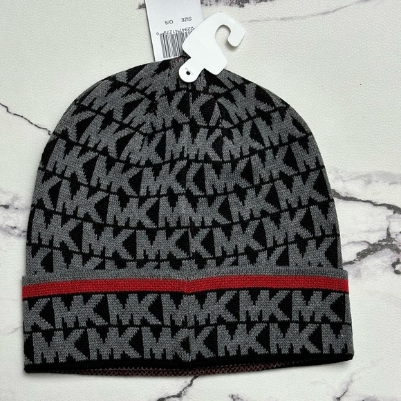 Michael Kors Men’s Beanie Winter Hat Gray Black 33916C Cuffed Style New NWT - Picture 7 of 14